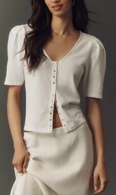 188 NWT Nation LA 100% Cotton Jen Button Down Top | White | Small
